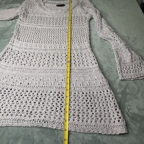 BCBG MaxAzria Sz XL Sweater Dress Crochet Knit Long Sleeve Boho Lavender Lilac - Picture 9 of 13